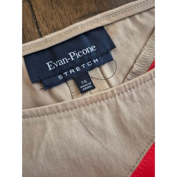 Evan-Picone Womens Stretch Sleeveless Dress Beige & Red Asymmetrical Design Size - Picture 5 of 5